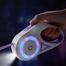 원터치 LED 후레시 애견 리드줄 오렌지 5m, 퍼플, 1개