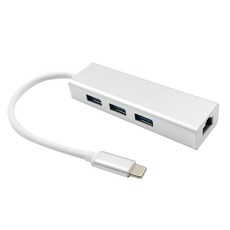 QDY MacBook 용 3 포트 USB Type-c-RJ45 어댑터 1000Mbps 이더넷 LAN 네트워크, 은