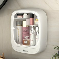 안녕마켓 KOSME 무타공 벽걸이 다용도 정리함 화장품정리함 욕실보관함, 화이트