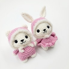 코바늘 DIY인형 패키지 인형 뜨개질 키링, 1개, 핑크, 토끼 1개, 핑크, 토끼