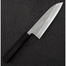 하츠코코로x요시카네 화이트 2 나시지 산토쿠 180mm 스테인레스 클래드 에보니 흑백요리사 칼, 1개