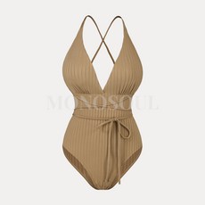 모노소울 에스라인보장 테린 로프 모노키니 수영복 S M, 브라운