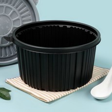 225파이 고강도 탕용기 검정 대 일회용 감자탕 해물찜 포장 배달 원형 다용도용기, 1개, 100세트