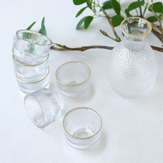 담근주 사케 유리병 투명 골드링 술잔 신혼부부선물, 사케잔+사케병