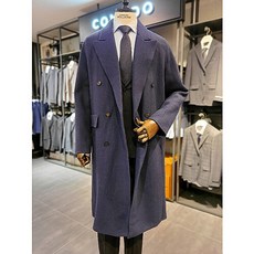 [코모도스퀘어] 변형피크드 라펠 세미오버 더블코트 - R9519406015