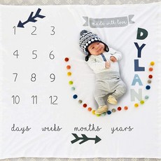 Lush Decor Milestone 리틀 포토 담요 너비 111.8cm x 길이 111.8cm(44인치 44인치) 화이트 - 매우 부드러운 면 아기