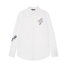 헤지스 여성 19FW 화이트 프린트장식 면혼방 긴팔셔츠 HSSH9D709WT