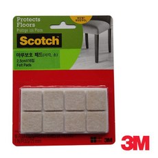 3M 마루보호 패드 사각 소 2.5 x 2.5cm 16매입 기스방지 보호패드 압축부직포 까짐 마루 의자 몰딩 마루보호 보호캡 테이블 긁, 1개