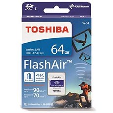 [해외직구]Toshiba FlashAir W-04 64 GB SDXC Class 10 Memory Card White, White_One Size, 1개, White_One Size