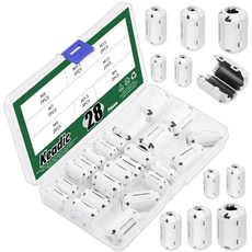 Keadic 28Pcs 3.5mm/ 5mm/ 7mm/ 9mm/ 13mm 클립온 페라이트 링 코어 구색 세트 USB/오디오/비디오 전원 케이블용 코드 RFI EMI 노이즈 억제, Keadic 28Pcs 3.5mm 5mm 7mm 9mm, 1개