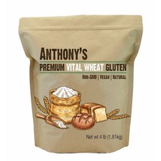 Anthony's Vital Wheat Gluten 앤서니즈 바이탈 밀 글루텐 밀가루 64oz(1.81kg), 1개