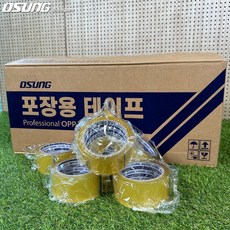 OSUNG 오성 박스테이프 1BOX 100개입 OPP 러버 라바타입 테이프 디스펜서 호환 커터기 냉동박스 포장