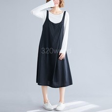 여성롱여름멜빵원피스 빅사이즈 캐주얼멜빵치마P21