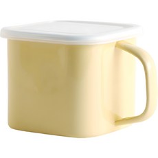 七號廚房搪瓷收納容器罐IH拉麵鍋奶油黃, 13.5 x 13.5 x 11.5 厘米, 1個