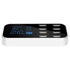 A9S 8 포트 차량용 USB 충전기 자동차 라이터 고속 LED 디지털 디스플레이 휴대폰, [01] White
