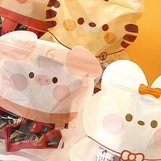 귀여운 동물캐릭터 아이들선물 젤리 과자선물 지퍼백 간식포장 귀여운디자인, 토끼, 1개