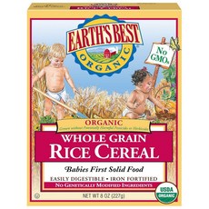 Earths Best 얼스베스트 오가닉 홀그레인 라이스 시리얼 Organic Infant Cereal 8oz(227g) 12팩, 1