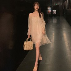 INO271B 스팽글 망사 원피스 이브닝 드레스