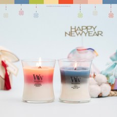 우드윅 미디엄 캔들 2개 세트 (선물상자 파우치), 1세트, 550g, 13 애미시스트 앤 앰버,오셔닉