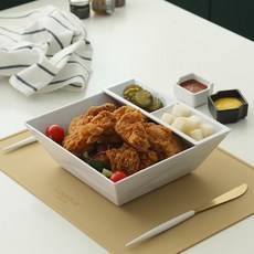 혼밥 한상차림 플레이팅 모던 1인 식기세트, 어썸블파티 화이트, 1개