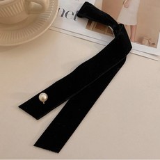머리핀 Lystrfac 여성용 빈티지 벨벳 헤어 긴 리본 진주 심플한 탑 숙녀 액세서리