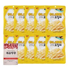 [더먹다] 허니버터 오징어 30g x 10봉 + 볶음땅콩1개 건어물안주 아이들간식, 10개