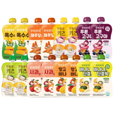 무럭무럭 키즈죽 과일퓨레 모두모아 16팩, 8종, 100g, 16개