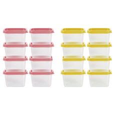 베베락 엘파 큐브 이유식용기 8P+8P, 엘파 사각120(피치핑크8P+머스타드8P), 1세트