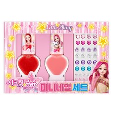 Little Bling Secret Jouju 星星女神Pretty M禮盒組, 4組, 紙質手提包+迷你指甲2款+紋身貼2款+Secret Jouju潤唇膏紅色