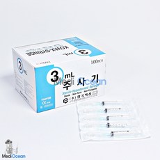 한국백신 일회용 주사기 3ml 23g 100p, 1개