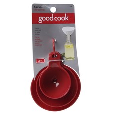 굿쿡 Good Cook 메저 퍼넬스 플라스틱 3종 세트 깔대기 깔때기, Red, 1개