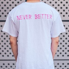 네버베러 테이프 로고 오버핏 티셔츠 (화이트)