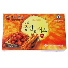 KGG 심신이완과 생기를 주는 고려홍삼대추차100 3g x 100포 홍삼차, 100개
