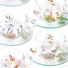 토탈하우스 마린 글라스 세느 홍차잔 4인조 글래스 찻잔세트, 1set