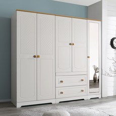 케이컴퍼니 첼로2000(옷장+투서랍장+400거울이불장) 7자장롱세트, 아카시아화이트