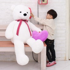 [포근포근] 빅베어 특대형 화이트 곰인형 140cm + 사은품(하트쿠션) 대형곰 인형 생일 아기 여자친구 선물 프로포즈 기념일