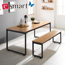  e스마트 스틸 6인용식탁 1800x600 사각다리 식탁 테이블 식탁 아카시아 블랙 