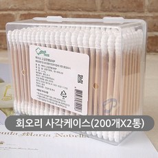 길쇼핑 무료배송 면봉 회오리 사각케이스(200개x2통) 멸균면봉/귀이개, 1개, 200개