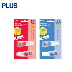 플러스 PLUS 펜타입 2개입 WH-605R 수정테이프 리필 화이트 화이트리필 문구용품 수정도구 수정용품 수정테이프리필 수정테이프리필심 사무, 605R 블루