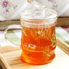 데코하우스 마린 필터머그 거름망머그 머그컵 유리컵, 마린 필터머그 뱀부 350ml, 1개