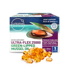 라이프스팬 울트라플랙스 초록입홍합오일 25000 120캡슐 1통 /Lifespan Ultra-Flex 25000 Green Lipped Mussel Oil, 1개