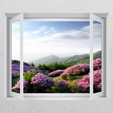 꾸밈 cj821-지리산의철쭉창문그림액자 시트지, A타입-내부창문형