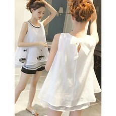 StylePartner [FC1002]뒷 리본 포인트 민소매블라우스