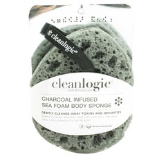 Cleanlogic 차콜 인퓨즈드 씨 폼 바디 스폰지 샤워타월, Charcoal, 1개