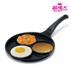 퀸센스 블랙 인덕션 에그팬 3구 계란후라이팬, 25cm, 1개