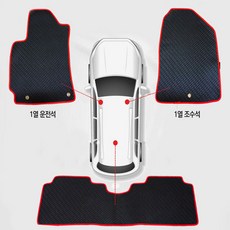 고무매트 풀세트 차종별 맞춤형, 올뉴쏘울EV전기차(14년~)(3P), 검정테두리