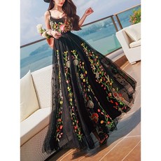 StylePartner [sw09088]수입보세 플라워프린팅 민소매 롱 드레스