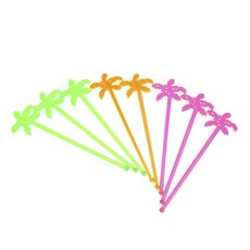 셰프크래프트 플라스틱 스티어 칵테일머들러 팜 트리, Green, Orange, Pink, 8개입