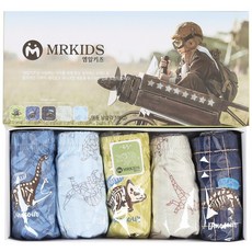 MR KIDS 순면100% 무형광 다이노(남)아동팬티5매입 KMPDB-516