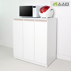 스스디 슬라이딩 주방수납장/렌지대, 3단/화이트